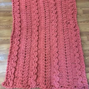 Cozy Coral Knit Throw Blanket